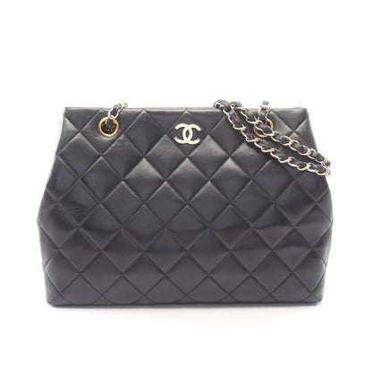 マトラッセ Wチェーンショルダーバッグ ラムスキン ブラック ゴールド金具 シャネル バッグ CHANEL
