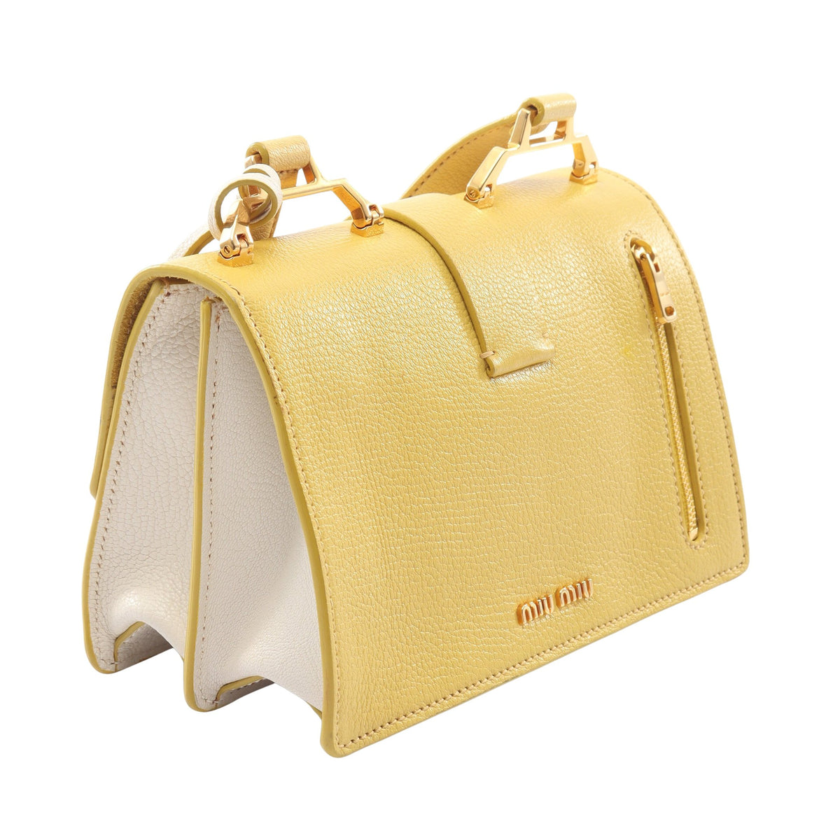 MADRAS マドラス ショルダーバッグ レザー イエロー ホワイト ミュウミュウ バッグ miu miu