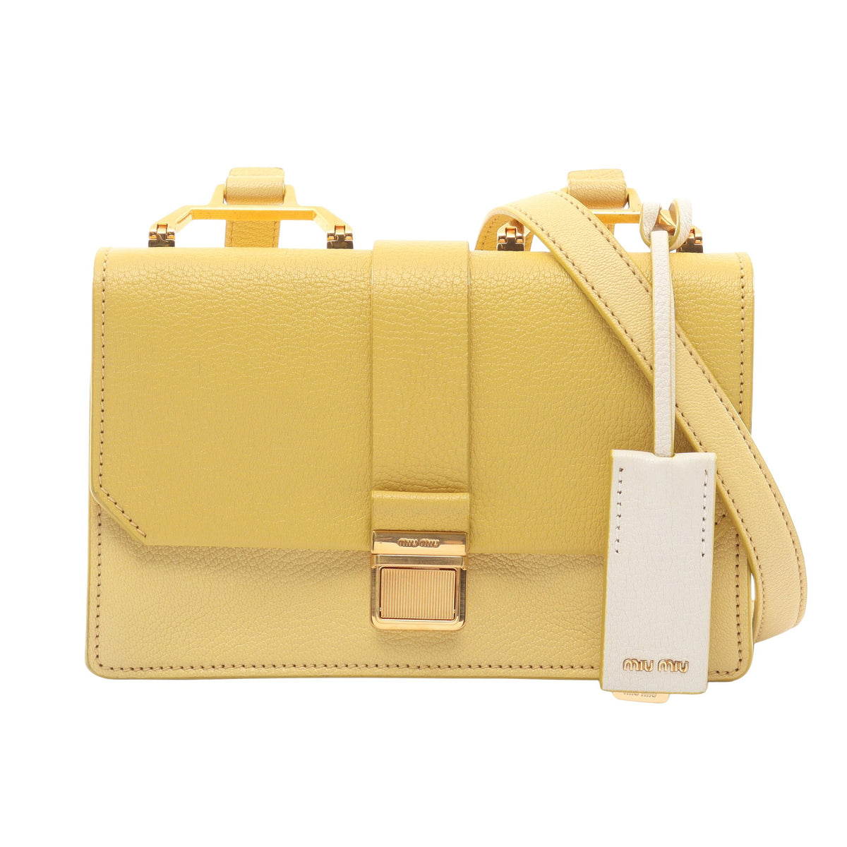 MADRAS マドラス ショルダーバッグ レザー イエロー ホワイト ミュウミュウ バッグ miu miu