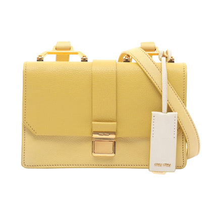 MADRAS マドラス ショルダーバッグ レザー イエロー ホワイト ミュウミュウ バッグ miu miu