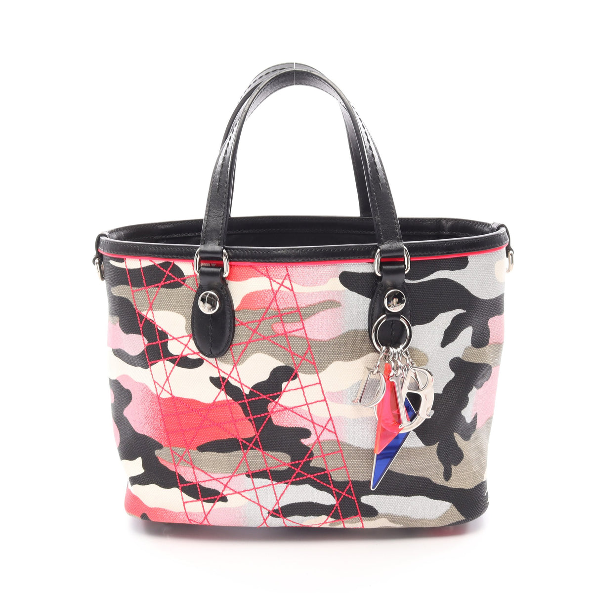 Christian Dior × ANSELM REYLE カモフラージュ ハンドバッグ キャンバス レザー ブラック マルチカラー クリスチャンディオール バッグ Christian Dior