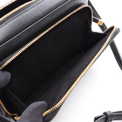 カロ ダブルポーチ ショルダーバッグ レザー ブラック クリスチャンディオール バッグ Christian Dior