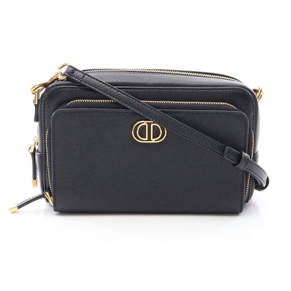 カロ ダブルポーチ ショルダーバッグ レザー ブラック クリスチャンディオール バッグ Christian Dior