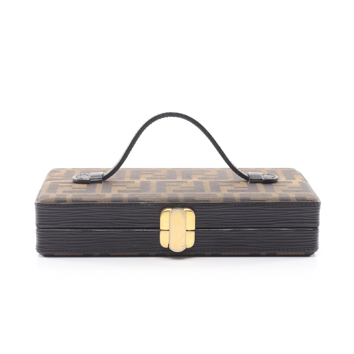 ズッカ ハンドバッグ バニティバッグ キャンバス レザー ブラウン ブラック フェンディ バッグ FENDI
