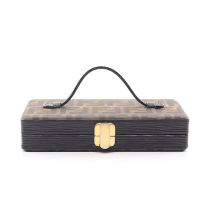 ズッカ ハンドバッグ バニティバッグ キャンバス レザー ブラウン ブラック フェンディ バッグ FENDI