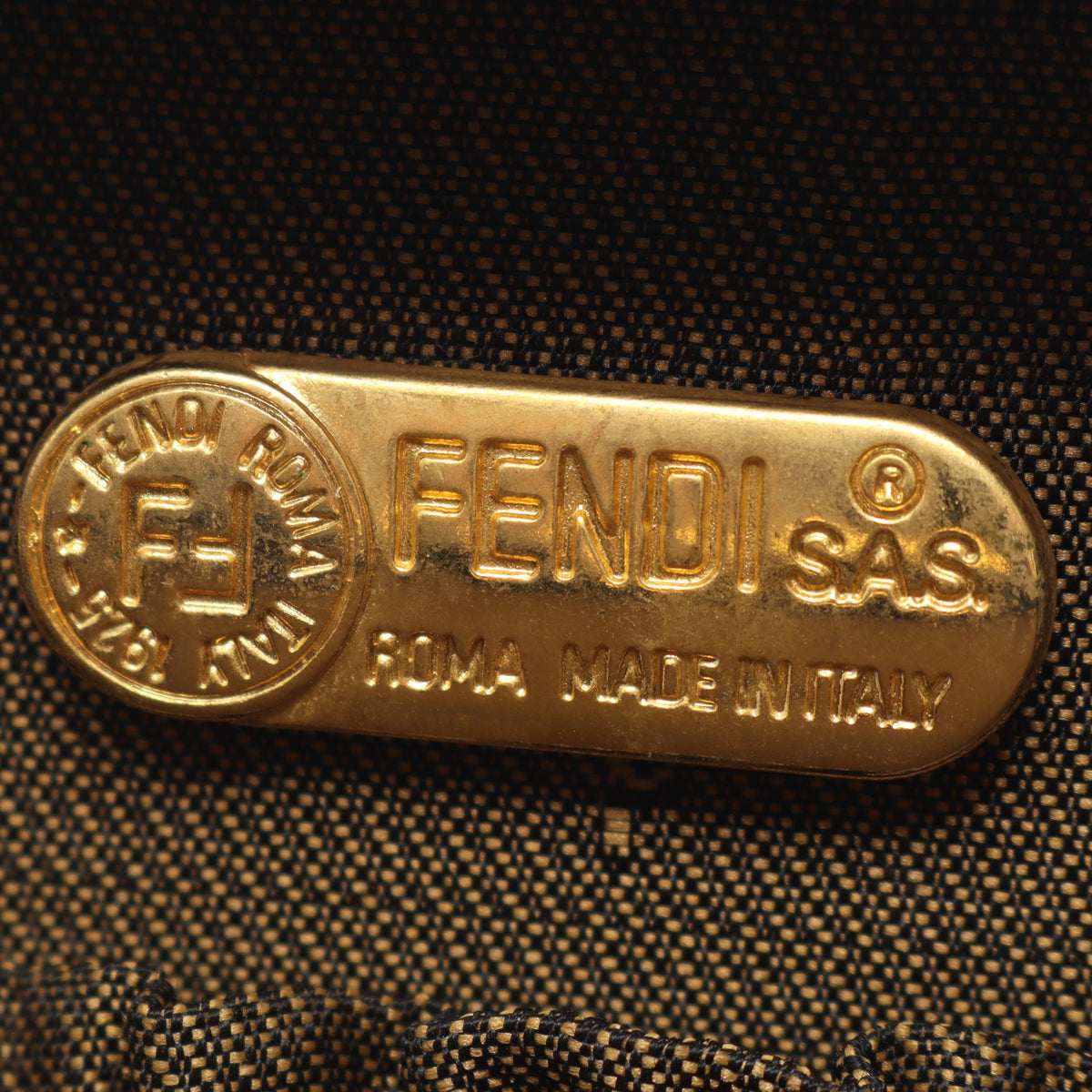 ズッカ ハンドバッグ バニティバッグ キャンバス レザー ブラウン ブラック フェンディ バッグ FENDI