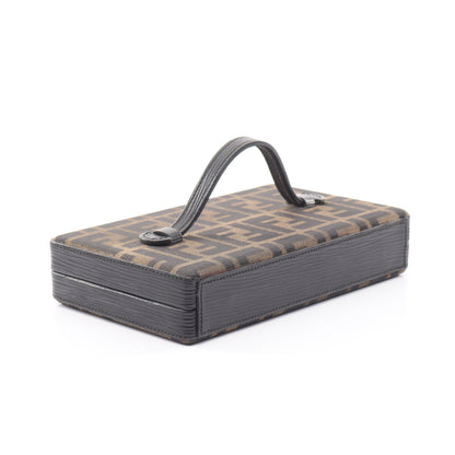 ズッカ ハンドバッグ バニティバッグ キャンバス レザー ブラウン ブラック フェンディ バッグ FENDI