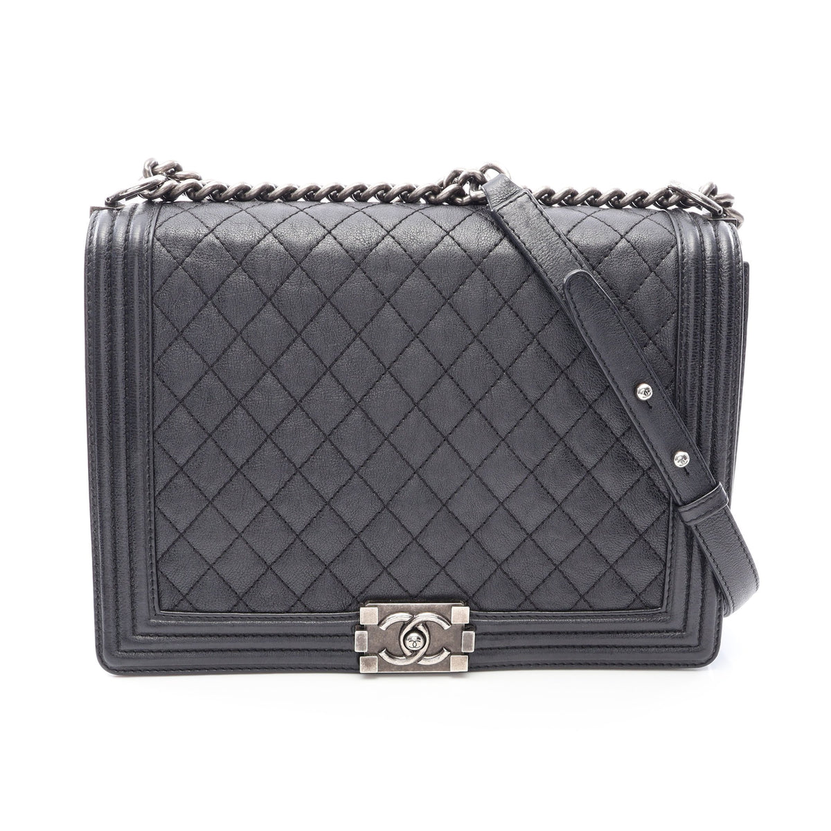 ボーイシャネル チェーンショルダーバッグ キャビアスキン ブラック アンティークシルバー金具 シャネル バッグ CHANEL