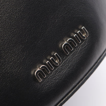 スカラップ バケットバッグ 2WAY ハンドバッグ レザー ブラック ミュウミュウ バッグ miu miu