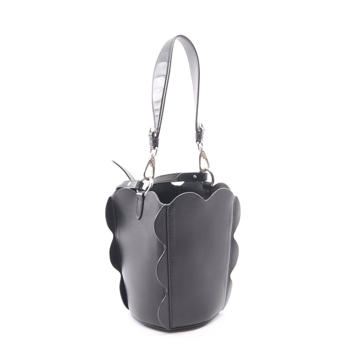スカラップ バケットバッグ 2WAY ハンドバッグ レザー ブラック ミュウミュウ バッグ miu miu