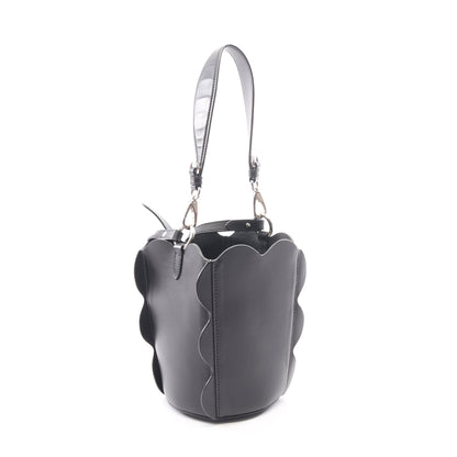 スカラップ バケットバッグ 2WAY ハンドバッグ レザー ブラック ミュウミュウ バッグ miu miu