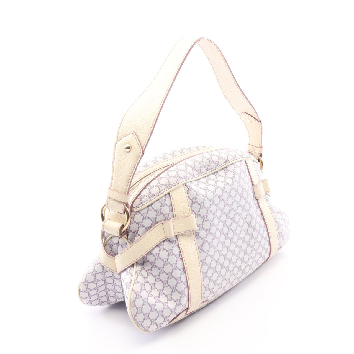 マカダム ワンショルダーバッグ キャンバス レザー パープル ホワイト セリーヌ バッグ CELINE