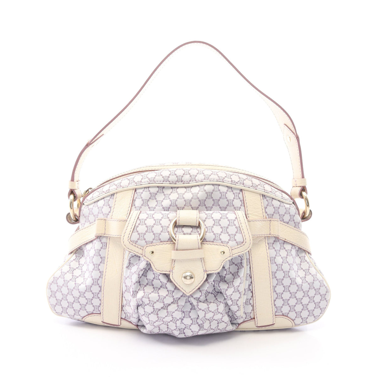 マカダム ワンショルダーバッグ キャンバス レザー パープル ホワイト セリーヌ バッグ CELINE