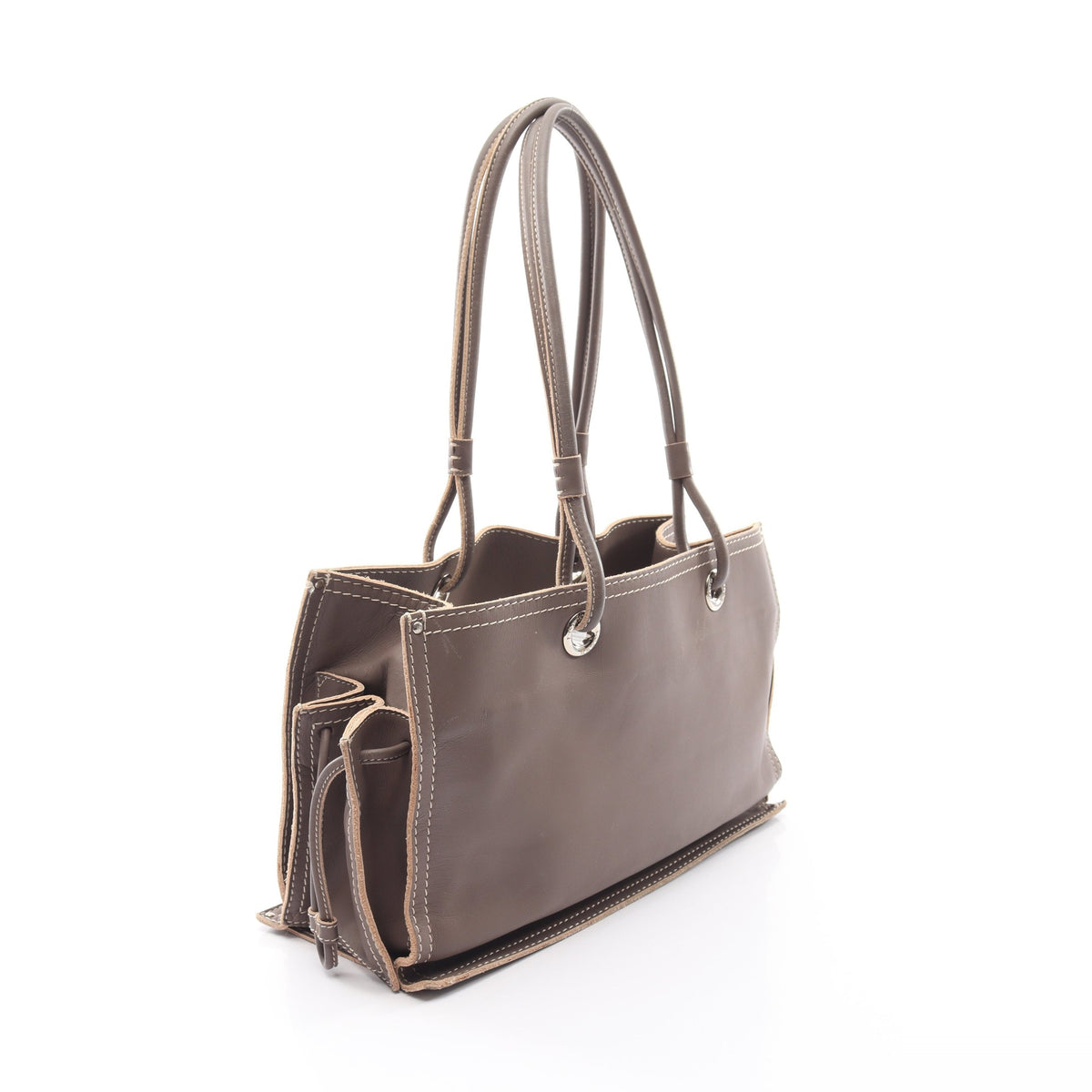 アナグラム パンチング チェーンショルダーバッグ チェーントートバッグ レザー グレーベージュ ロエベ バッグ LOEWE