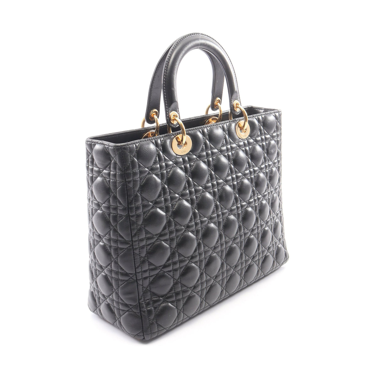 レディディオール ラージ カナージュ 2WAY ハンドバッグ レザー ブラック クリスチャンディオール バッグ Christian Dior