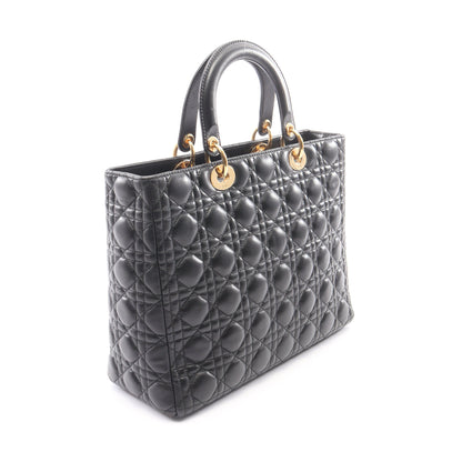 レディディオール ラージ カナージュ 2WAY ハンドバッグ レザー ブラック クリスチャンディオール バッグ Christian Dior