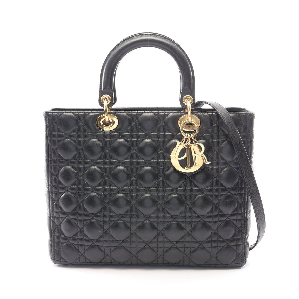 レディディオール ラージ カナージュ 2WAY ハンドバッグ レザー ブラック クリスチャンディオール バッグ Christian Dior