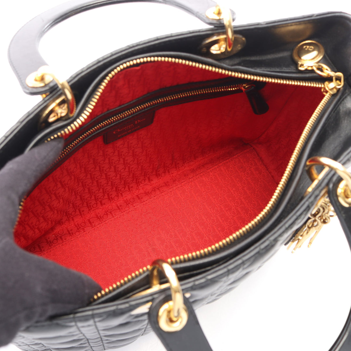 レディディオール ラージ カナージュ 2WAY ハンドバッグ レザー ブラック クリスチャンディオール バッグ Christian Dior