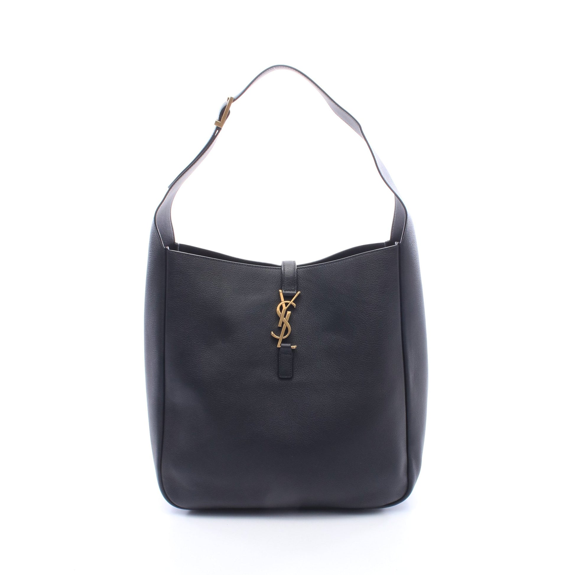 LE 5 A 7 ソフト ラージ ショルダーバッグ レザー ブラック サンローランパリ バッグ SAINT LAURENT PARIS