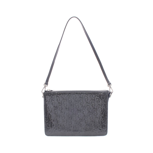 トロッター ワンショルダーバッグ エナメルレザー レザー ダークグレー ブラック クリスチャンディオール バッグ Christian Dior