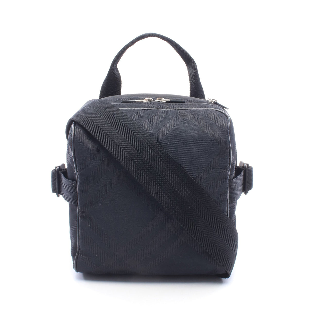 チェック ジャガード クロスボディバッグ ショルダーバッグ ナイロン レザー ブラック バーバリー バッグ BURBERRY
