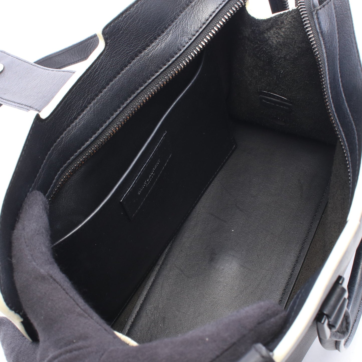 ベイビーカバス YSLライン 2WAY ハンドバッグ レザー ブラック サンローランパリ