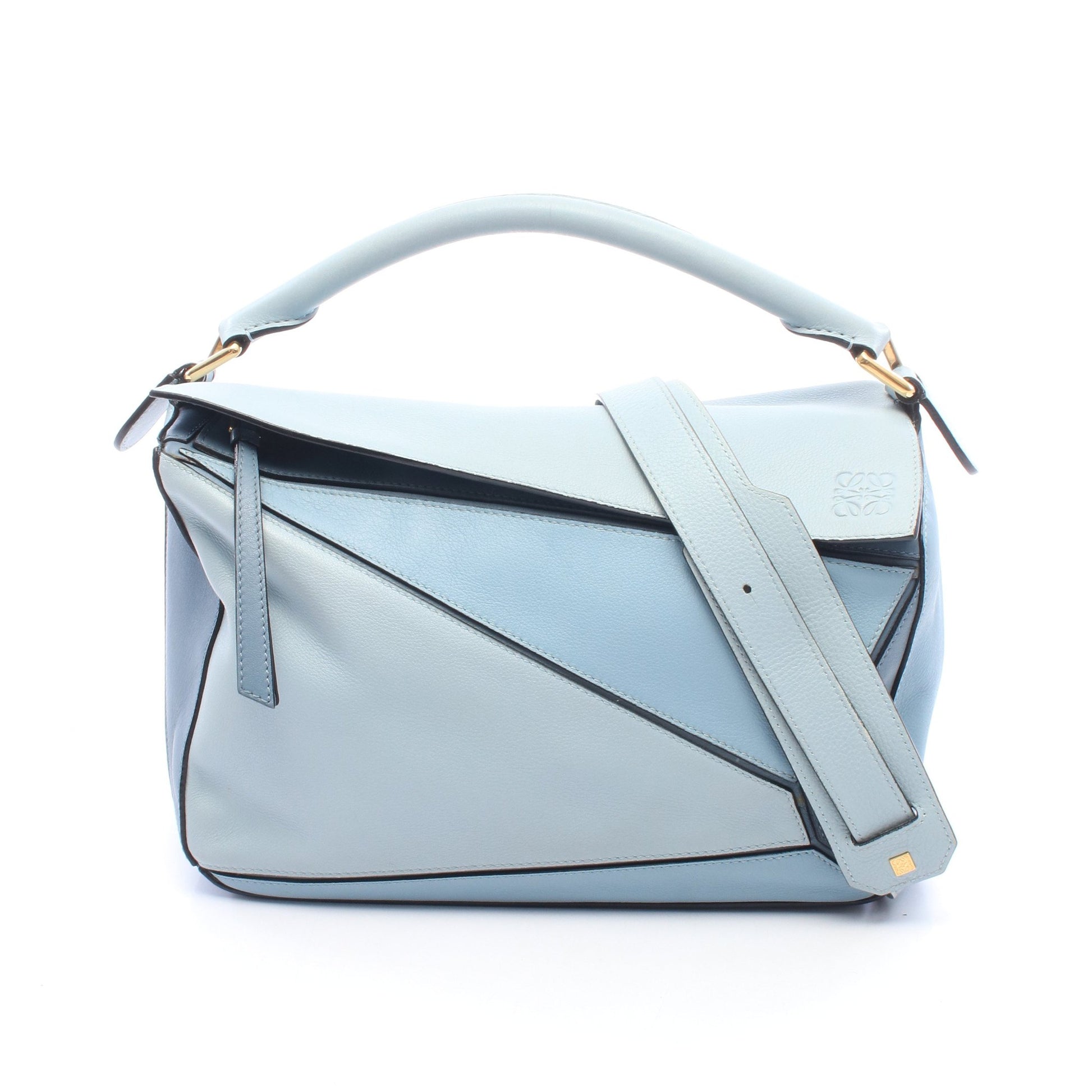 パズルバッグ ミディアム 2WAY ハンドバッグ レザー ライトブルー ブルーグレー ロエベ バッグ LOEWE