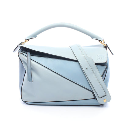 パズルバッグ ミディアム 2WAY ハンドバッグ レザー ライトブルー ブルーグレー ロエベ バッグ LOEWE