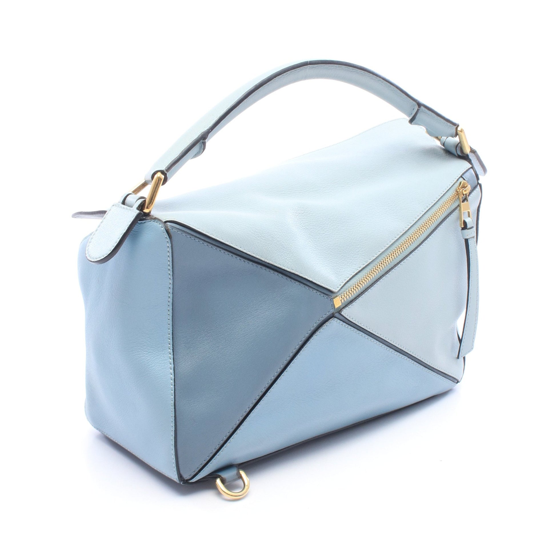 パズルバッグ ミディアム 2WAY ハンドバッグ レザー ライトブルー ブルーグレー ロエベ バッグ LOEWE
