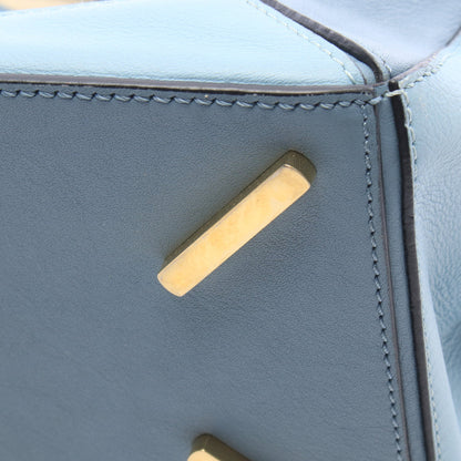 パズルバッグ ミディアム 2WAY ハンドバッグ レザー ライトブルー ブルーグレー ロエベ バッグ LOEWE
