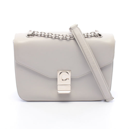 C セー ミディアム チェーンショルダーバッグ レザー グレー セリーヌ バッグ CELINE