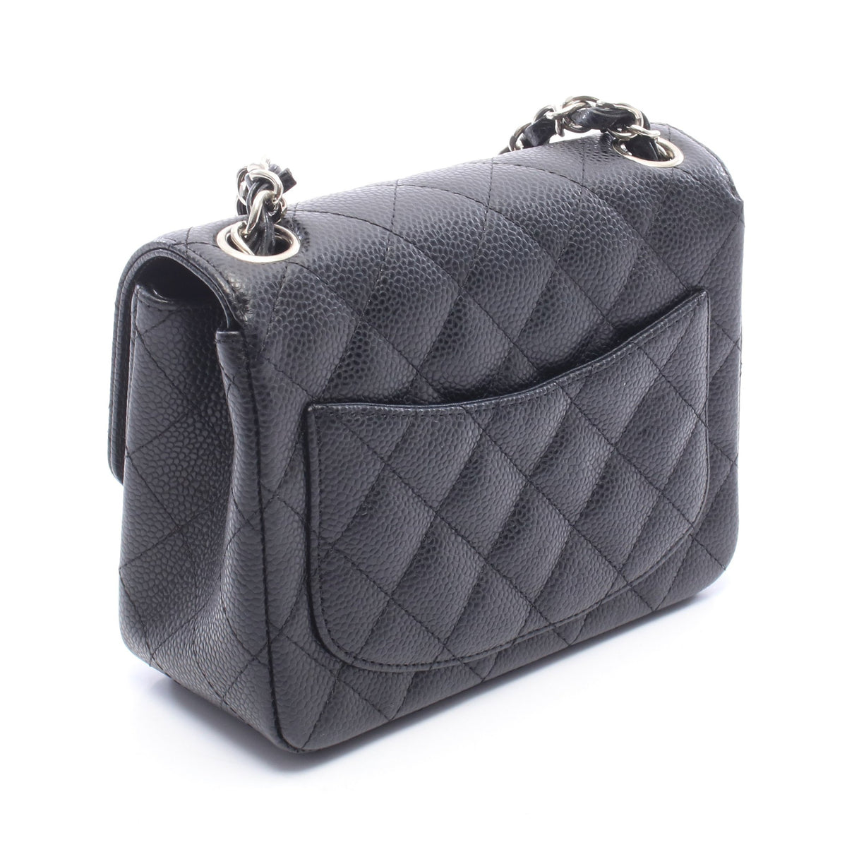 ミニマトラッセ チェーンショルダーバッグ キャビアスキン ブラック シルバー金具 シャネル バッグ CHANEL