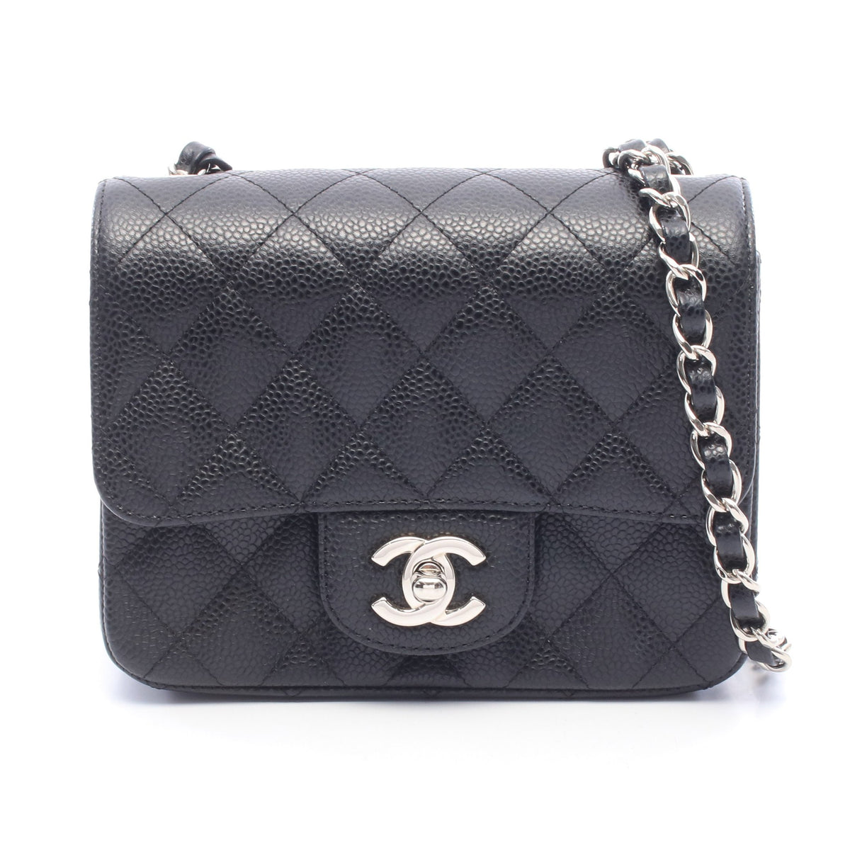 ミニマトラッセ チェーンショルダーバッグ キャビアスキン ブラック シルバー金具 シャネル バッグ CHANEL