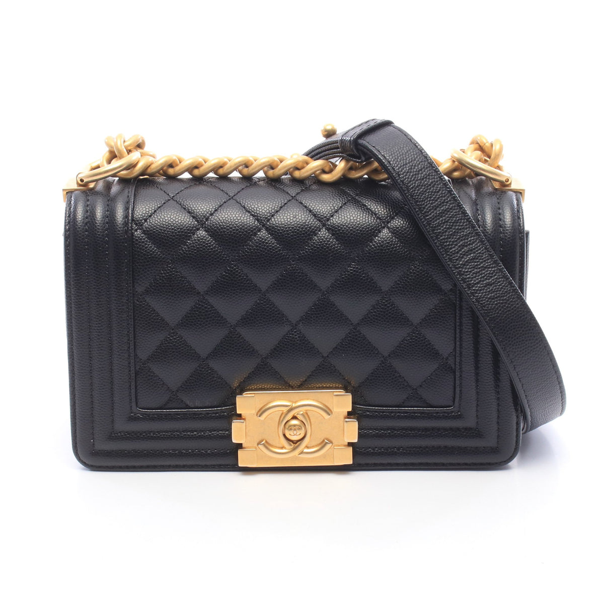 ボーイシャネル スモール チェーンショルダーバッグ キャビアスキン ブラック ゴールド金具 シャネル バッグ CHANEL