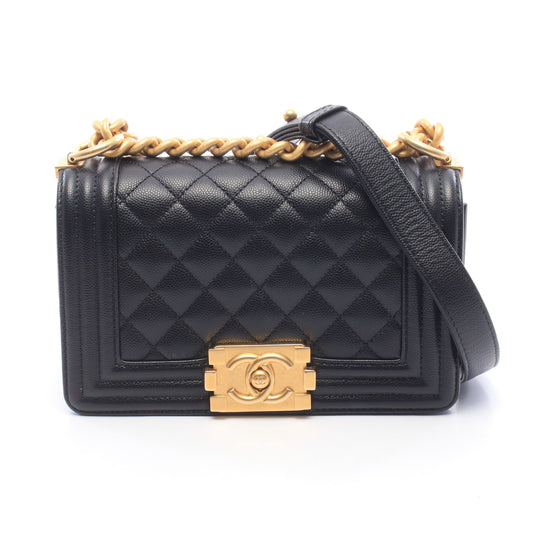 ボーイシャネル スモール チェーンショルダーバッグ キャビアスキン ブラック ゴールド金具 シャネル バッグ CHANEL