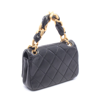 マトラッセ 2WAY チェーンショルダーバッグ レザー ブラック ゴールド金具 シャネル