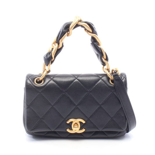 マトラッセ 2WAY チェーンショルダーバッグ レザー ブラック ゴールド金具 シャネル バッグ CHANEL