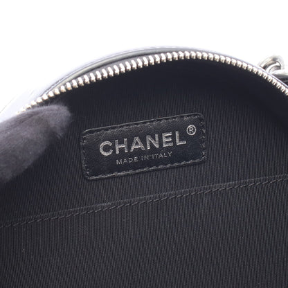 ココマーク ラウンド 2WAY チェーンハンドバッグ エナメルレザー ブラック シルバー金具 シャネル バッグ CHANEL