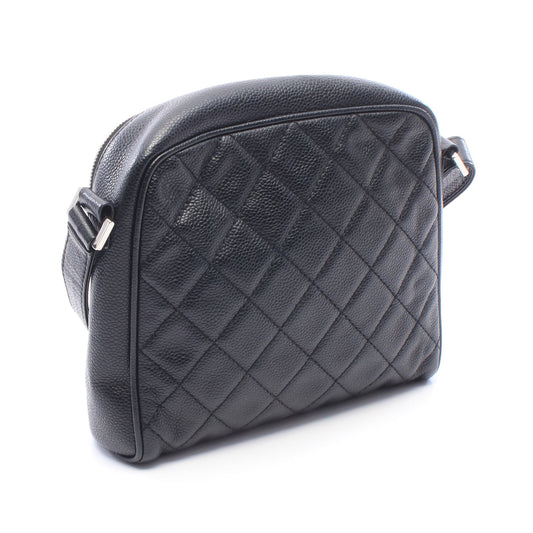 マトラッセ ココマーク ショルダーバッグ キャビアスキン ブラック シルバー金具 シャネル バッグ CHANEL