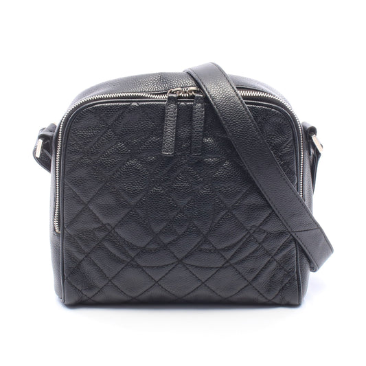 マトラッセ ココマーク ショルダーバッグ キャビアスキン ブラック シルバー金具 シャネル バッグ CHANEL