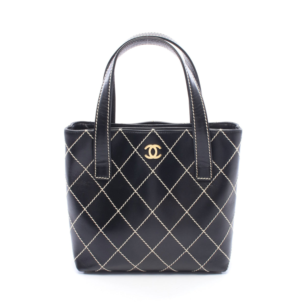 ワイルドステッチ ハンドバッグ トートバッグ レザー ブラック ゴールド金具 シャネル バッグ CHANEL