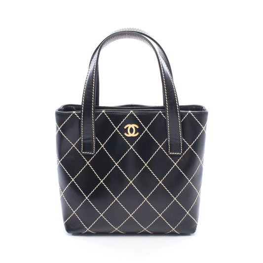 ワイルドステッチ ハンドバッグ トートバッグ レザー ブラック ゴールド金具 シャネル バッグ CHANEL