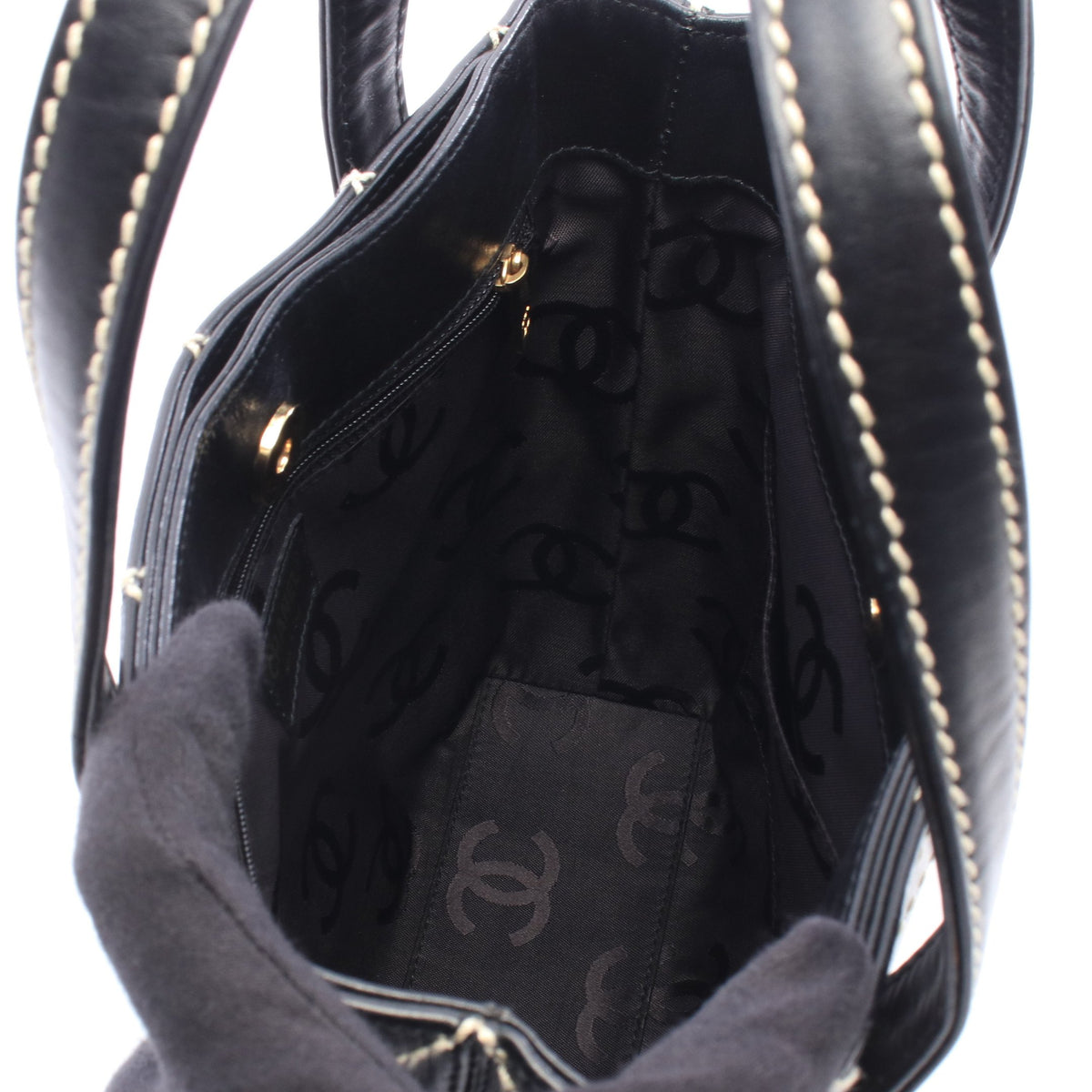 ワイルドステッチ ハンドバッグ トートバッグ レザー ブラック ゴールド金具 シャネル バッグ CHANEL