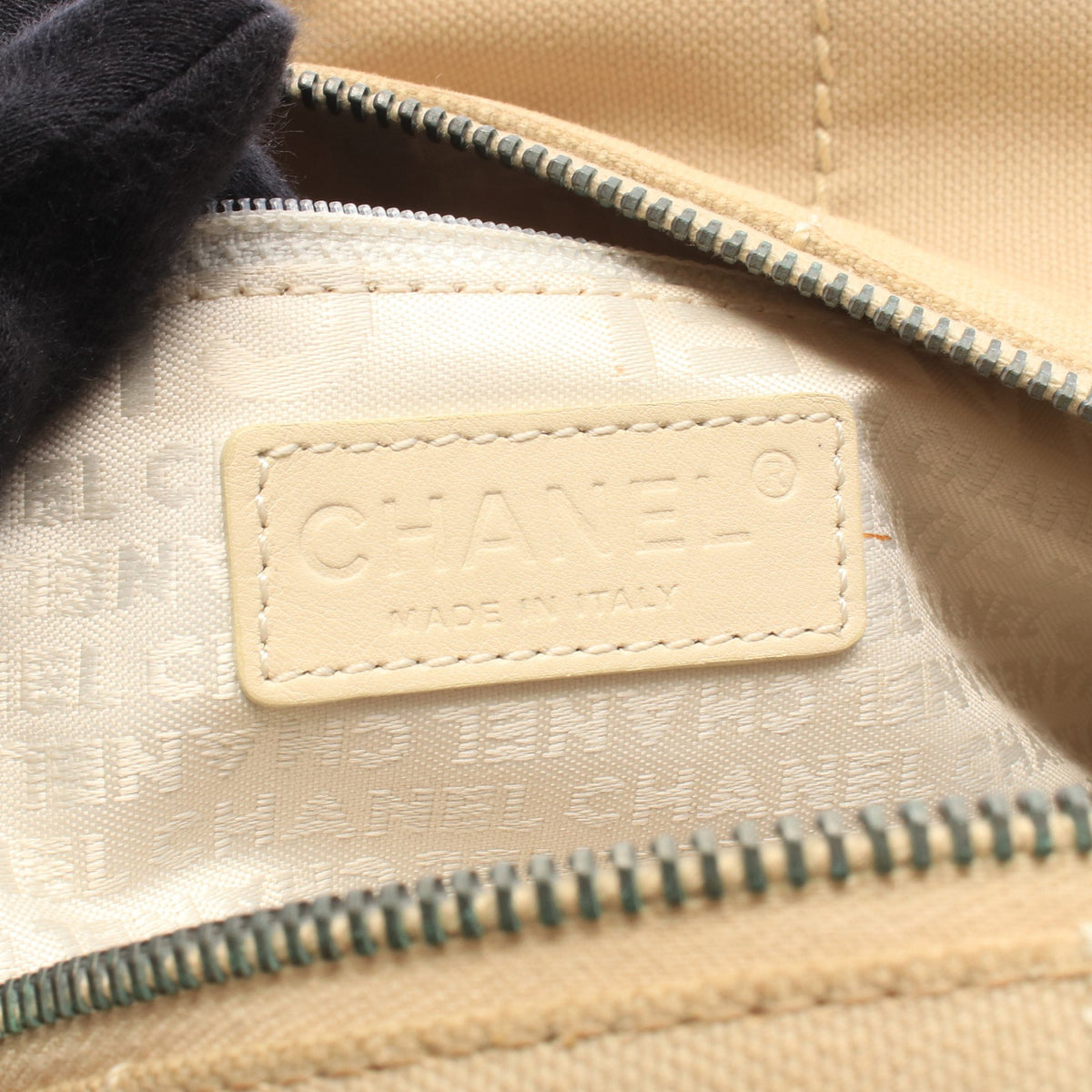 チョコバー ハンドバッグ ミニボストンバッグ キャンバス レザー ベージュ シルバー金具 シャネル バッグ CHANEL