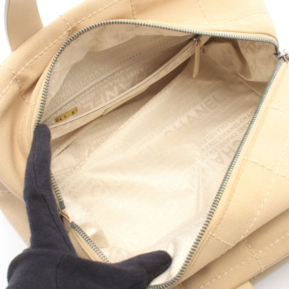 チョコバー ハンドバッグ ミニボストンバッグ キャンバス レザー ベージュ シルバー金具 シャネル バッグ CHANEL