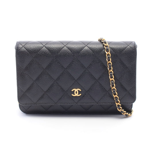 マトラッセ チェーンウォレット キャビアスキン ブラック ゴールド金具 シャネル バッグ CHANEL