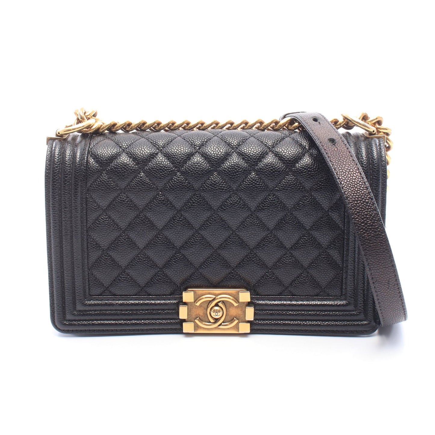 ボーイシャネル チェーンショルダーバッグ キャビアスキン ブラック ゴールド金具 シャネル バッグ CHANEL