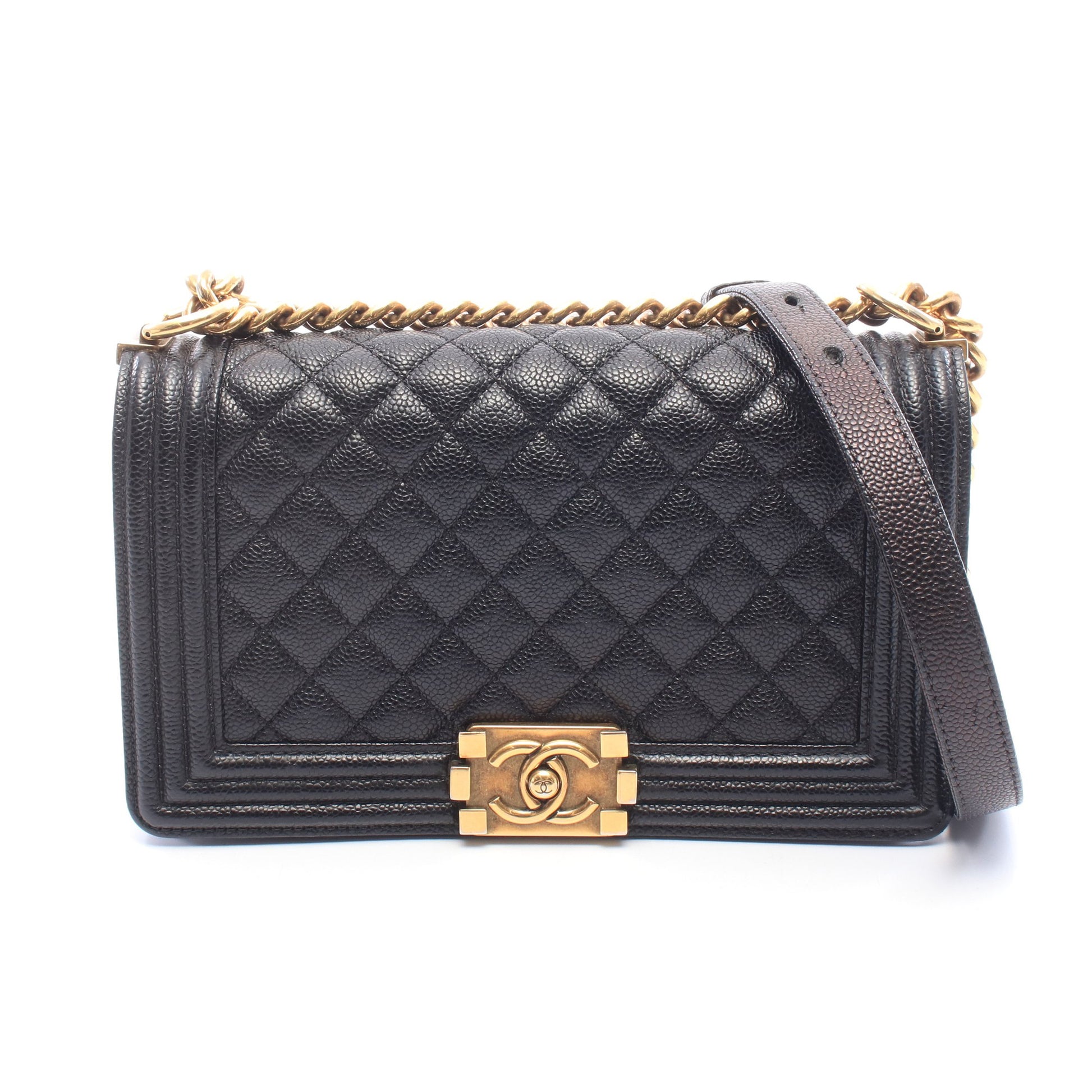 ボーイシャネル チェーンショルダーバッグ キャビアスキン ブラック ゴールド金具 シャネル バッグ CHANEL