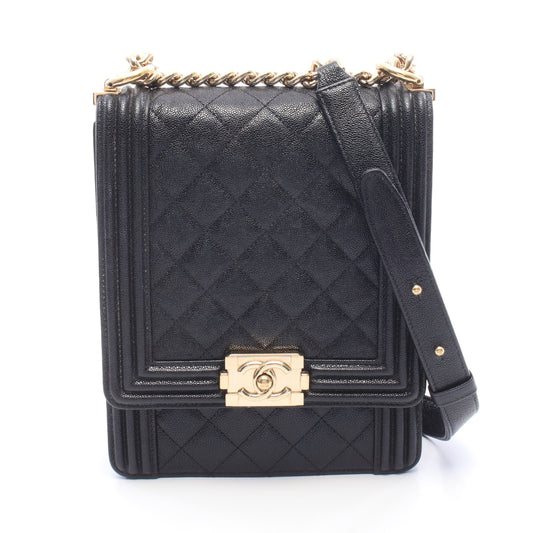 ボーイシャネル マトラッセ チェーンショルダーバッグ キャビアスキン ブラック ゴールド金具 シャネル バッグ CHANEL