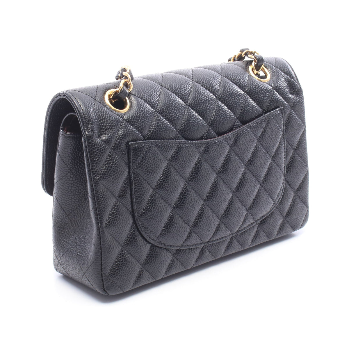 マトラッセ Wフラップ Wチェーンショルダーバッグ キャビアスキン ブラック ゴールド金具 シャネル バッグ CHANEL